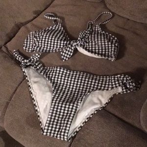 Black and white plaid bikini